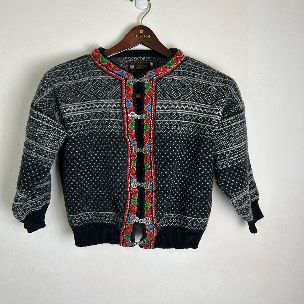 norway norsk wear Vintage Multicolor Wool Cardigan Size Small